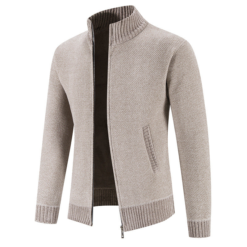 Trendy knitted jacket for men with high collar and zipper Lune London