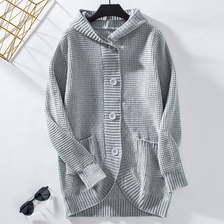 Casual knitted coat for women with hood Lune London