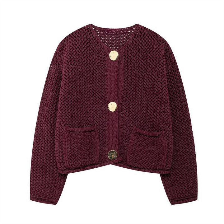 Women's knit jacket with open mesh structure and comfortable pockets Lune London
