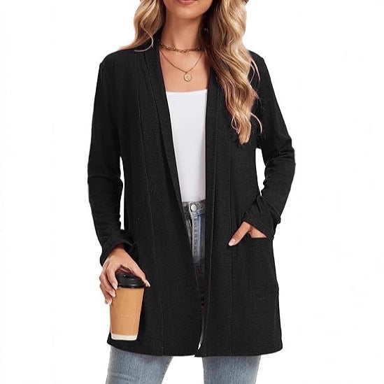 Veste en tricot à manches longues pour femmes, ouverte à l'avant et avec poches Chic & Stil