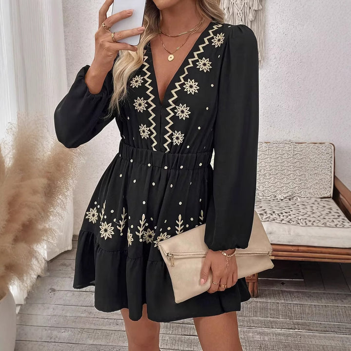 Women Bohemian Mini Embroidered Dress Lune London