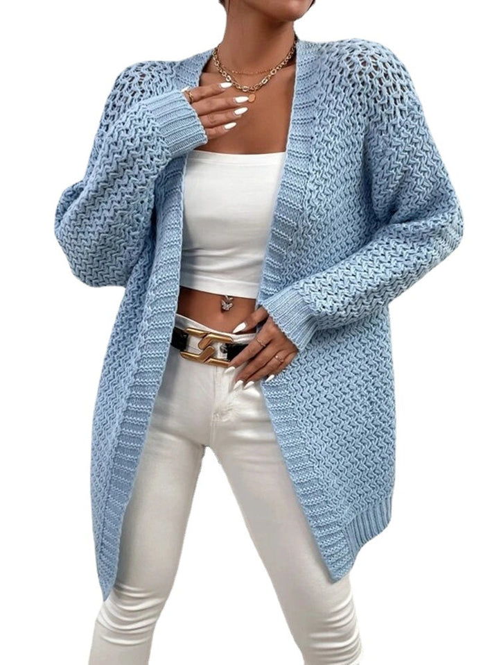 Thick knit jacket for women with a modern crochet pattern and a relaxed fit Lune Londonl