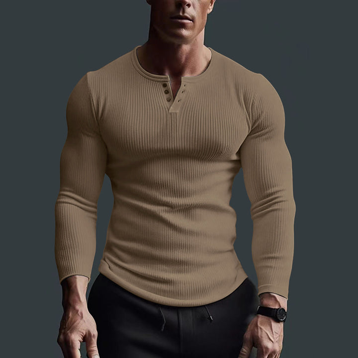 Long Sleeve Button-Up Shirt for Men with Modern Rib Design Lune London