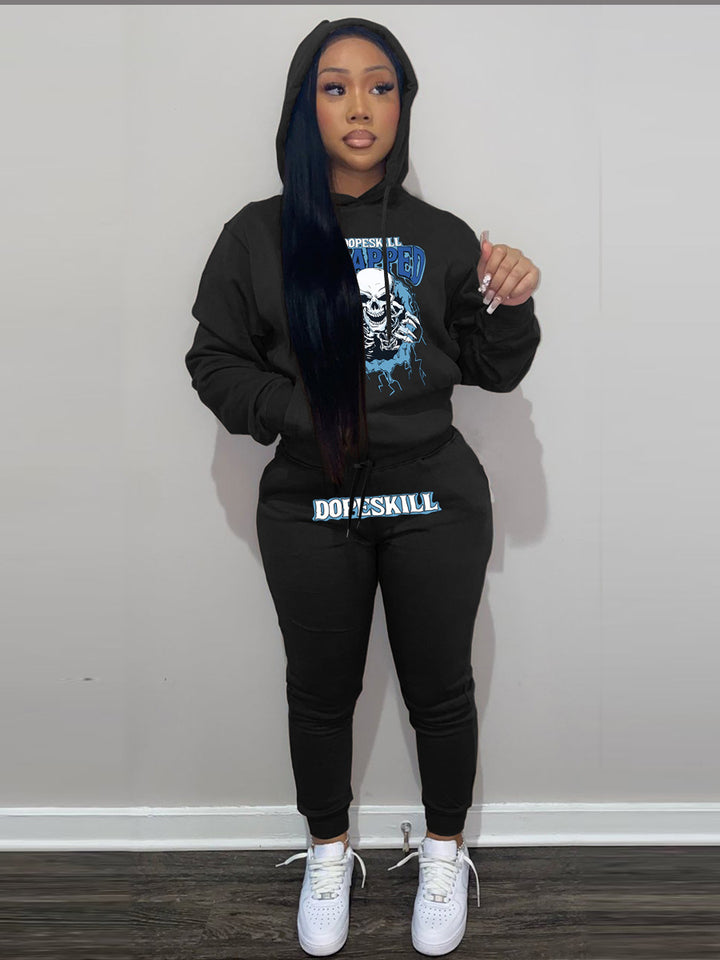 Women's hoodie and jogging set with striking skeleton pattern Lune London