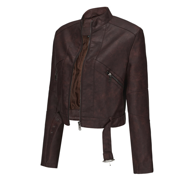 Modern cropped leather jacket for women with stylish detail Lune London