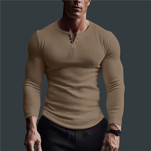 Fitted long sleeve shirt for men with ribbed structure and button placket Lune London