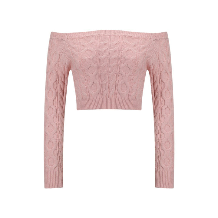 Pull tricot femme à épaules dénudées avec motif en cable Chic & Stil