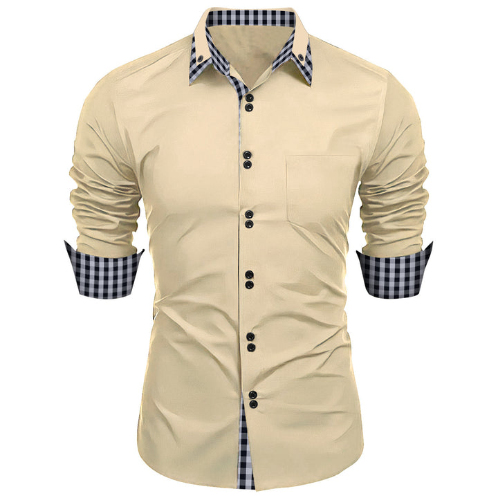 Premium long-sleeve shirt for men with contrasting button and cuff Lune London