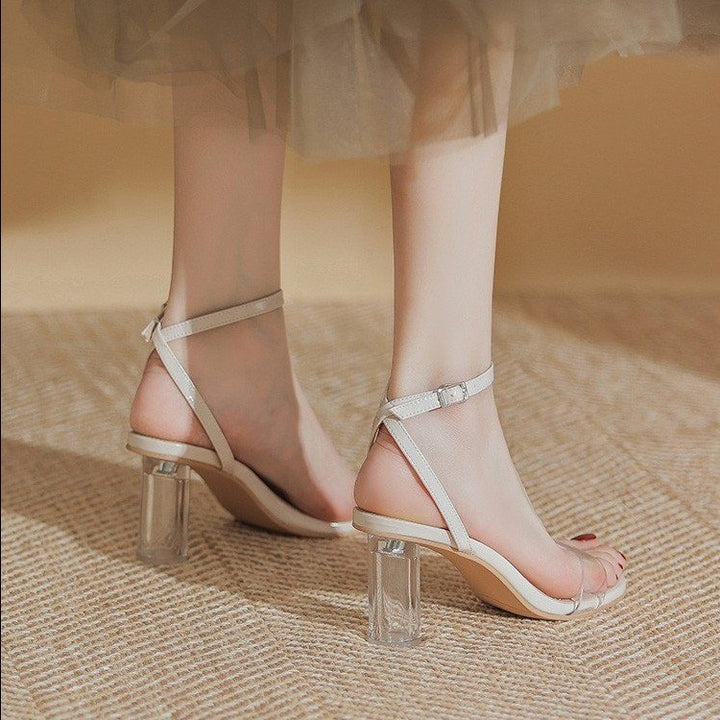 Women Transparent Strap Sandals with Elegant Block Heel Lune London