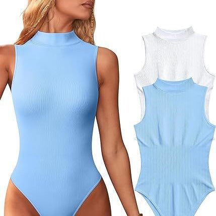 Women's bodysuit with elegant stand-up collar and textured surface Lune London