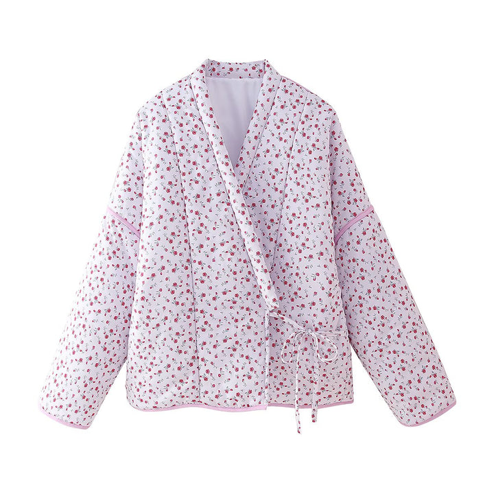 Quilted jacket for women with floral design and adjustable drawstring waist Lune London