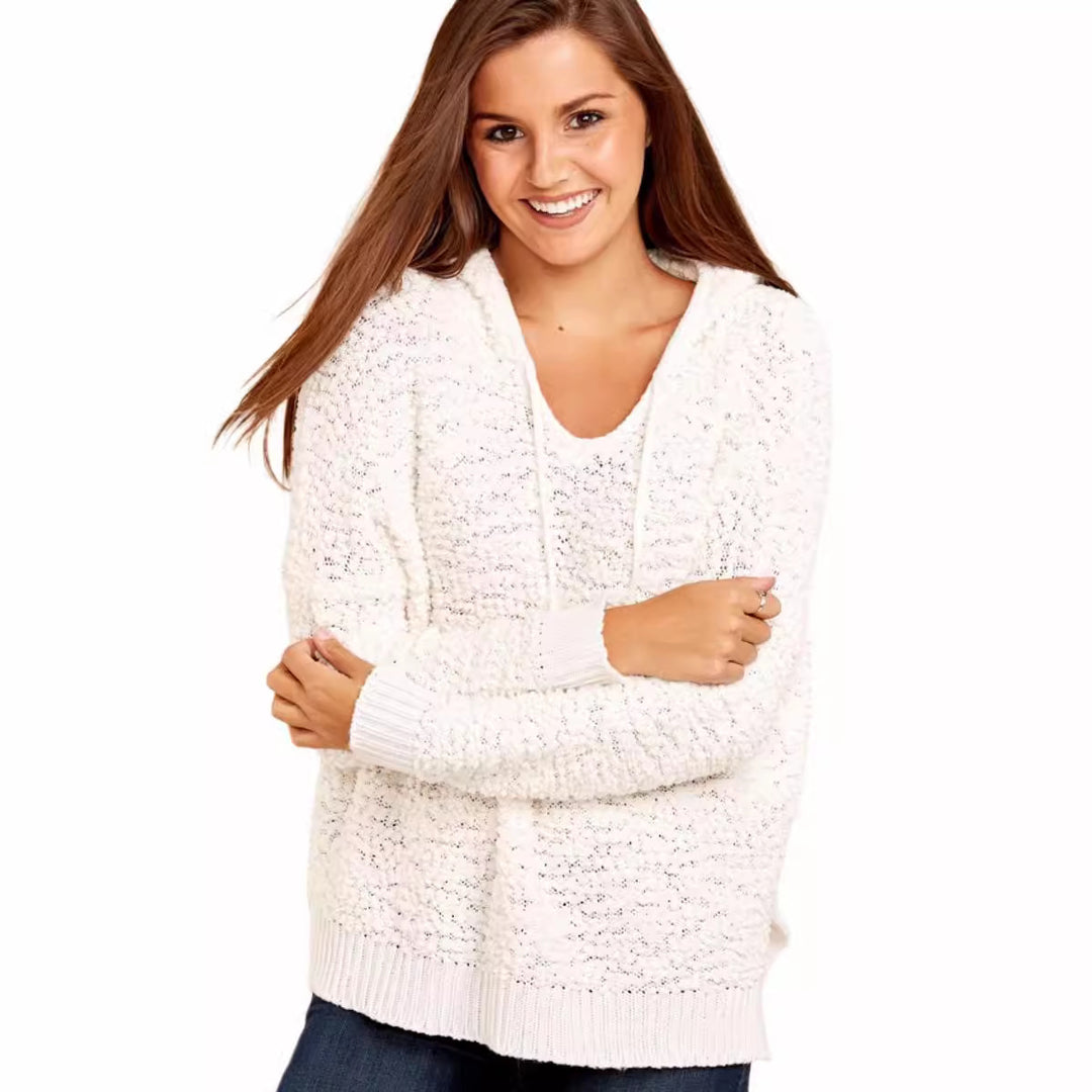 Pull en tricot décontracté pour femmes avec capuche et structure aérienne Chic & Stil