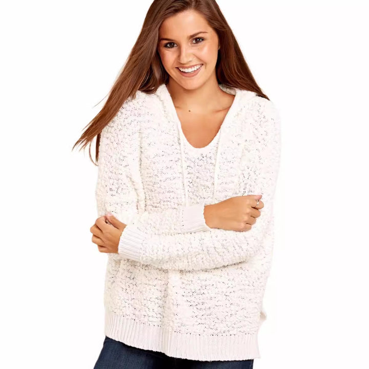Pull en tricot décontracté pour femmes avec capuche et structure aérienne Chic & Stil