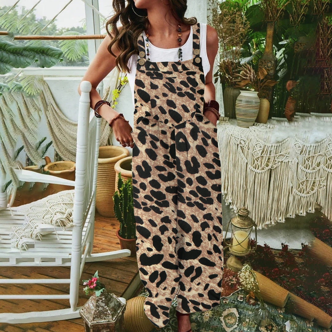 Women's Casual Jumpsuit with Animal Print and Practical Pockets Lune London