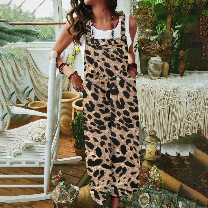 Women's Casual Jumpsuit with Animal Print and Practical Pockets Lune London