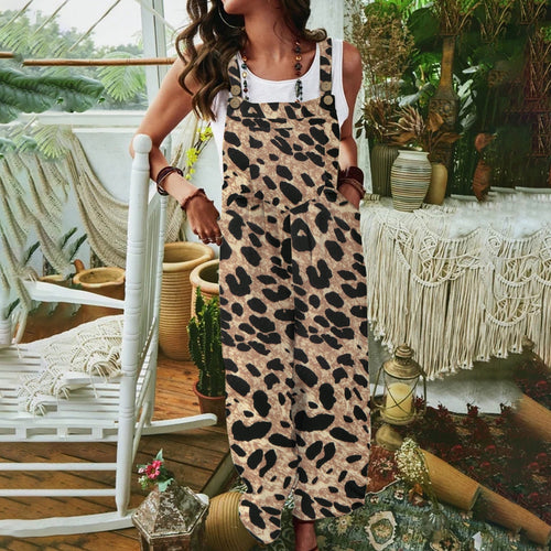 Women's Casual Jumpsuit with Animal Print and Practical Pockets Lune London
