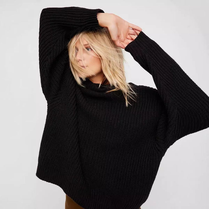 Thick knit sweater for women with casual turtleneck and raglan sleeves Lune London