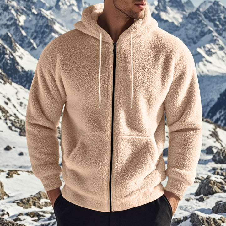 Fleece hooded jacket for men with practical pockets and modern cut Lune London