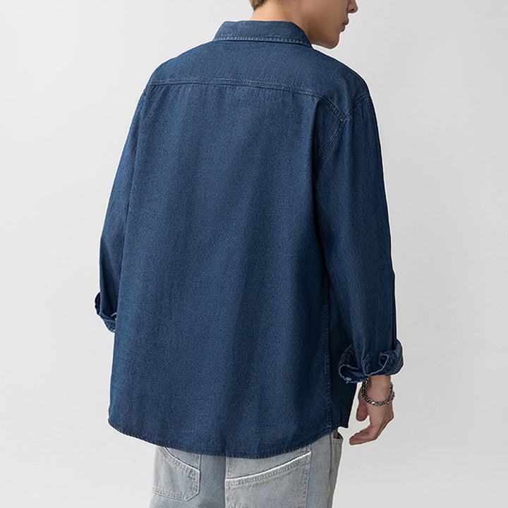 Men's denim shirt with applied chest pocket Lune London