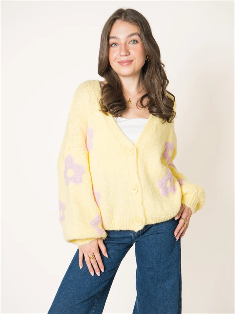 Gilet pour dames avec motif floral et manches volumineuses Chic & Stil