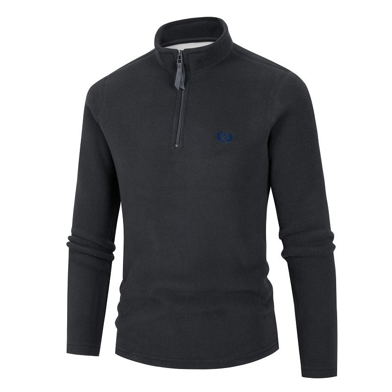 Men's fleece sweater with high collar and zip Lune London