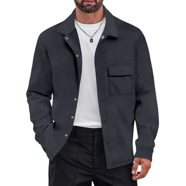 Trendy overshirt for men with practical chest pocket and textured design Lune London