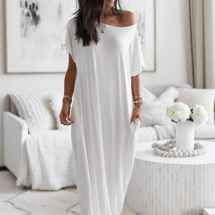 Women Loose Maxi Dress with Animal Print and Side Pockets Lune London