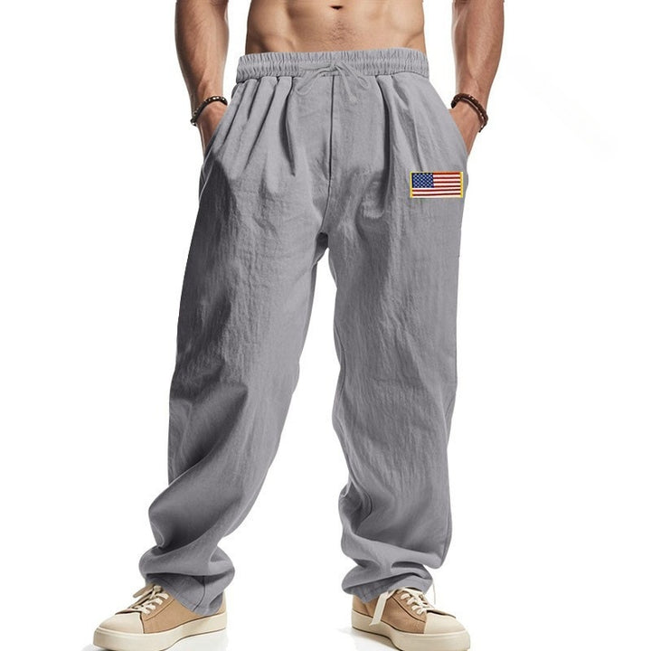 Casual men's pants with adjustable waist and American patch Lune London