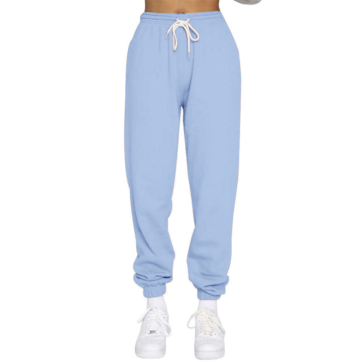 Sporty high-waisted jogger pants for women with drawstring Lune London