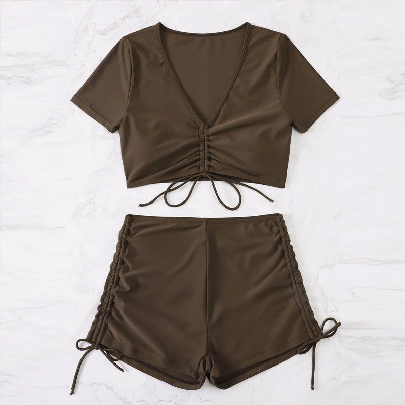 Women Ruffles Crop Top and High Waist Shorts Set Lune London