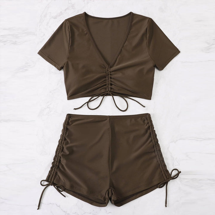 Women Ruffles Crop Top and High Waist Shorts Set Lune London