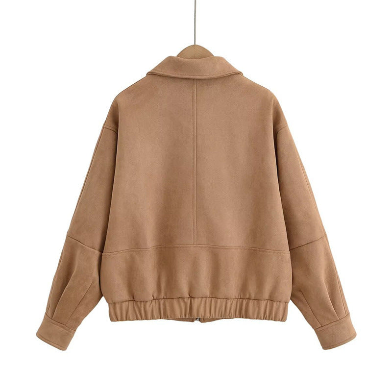 Casual synthetic leather jacket for women with practical flap pockets Lune London