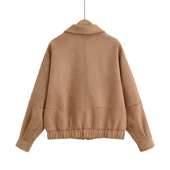 Casual synthetic leather jacket for women with practical flap pockets Lune London
