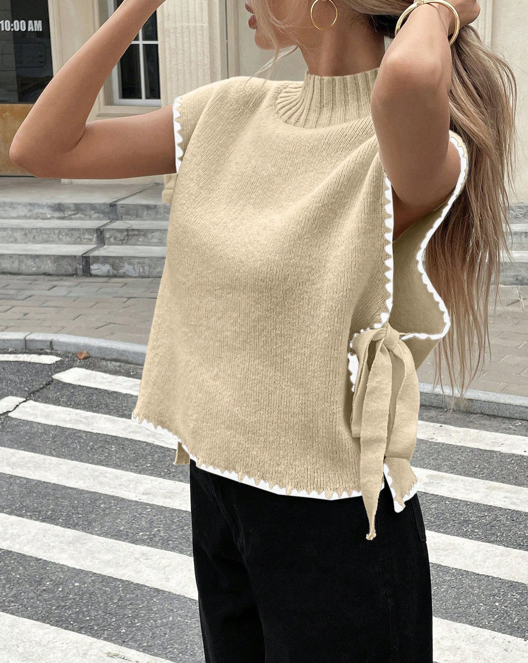 Women High-end Knitted Top with Casual Design and Fine Ribbed Collar Lune London
