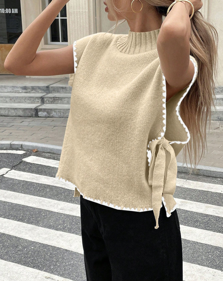 Women High-end Knitted Top with Casual Design and Fine Ribbed Collar Lune London