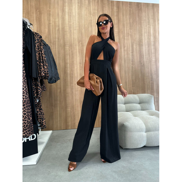 Ladies High Neck Cutout Jumpsuit Lune London