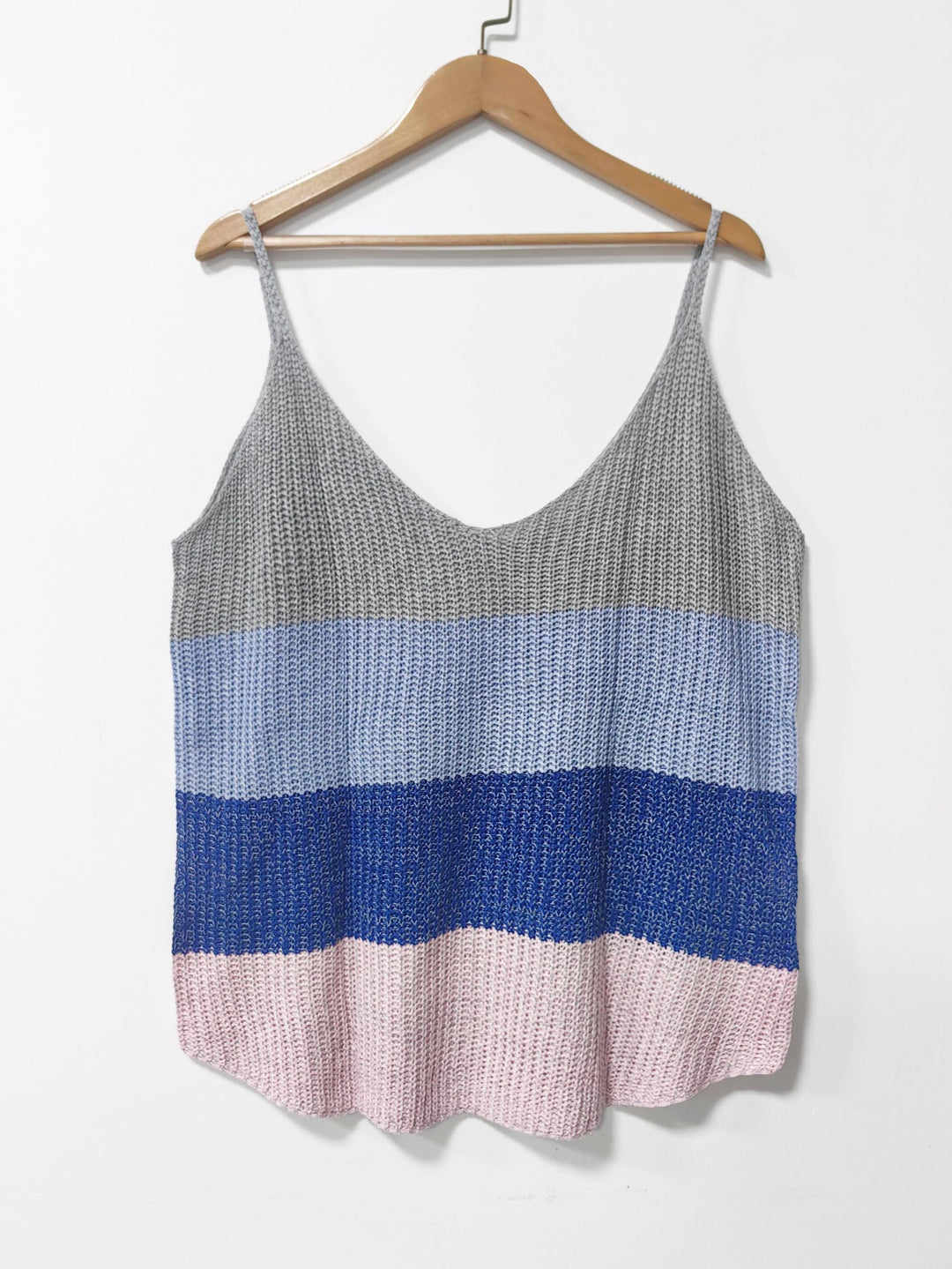 Ladies Stripe Light Knit Chic Tank Top