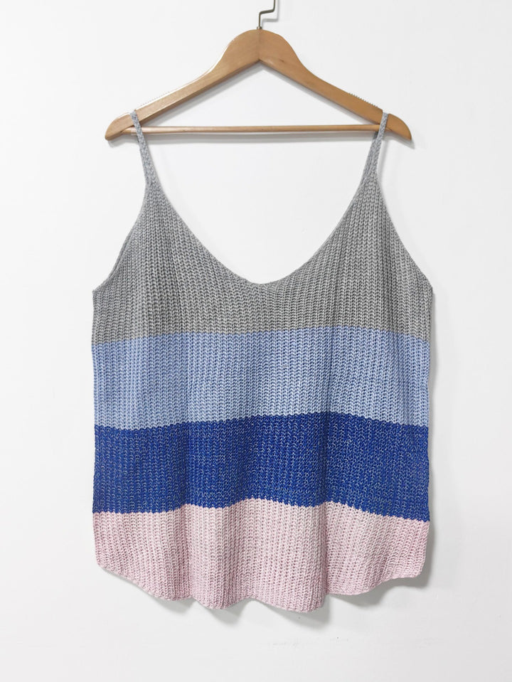 Ladies Stripe Light Knit Chic Tank Top