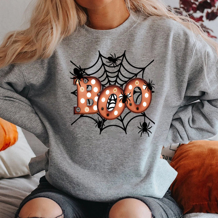 Sweat-shirt pour femmes avec un design créatif de toile d'araignée d'Halloween Chic & Stil