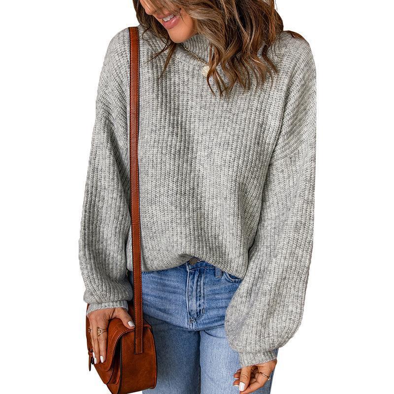 Chunky knit sweater for women with a loose fit and high collar Lune London