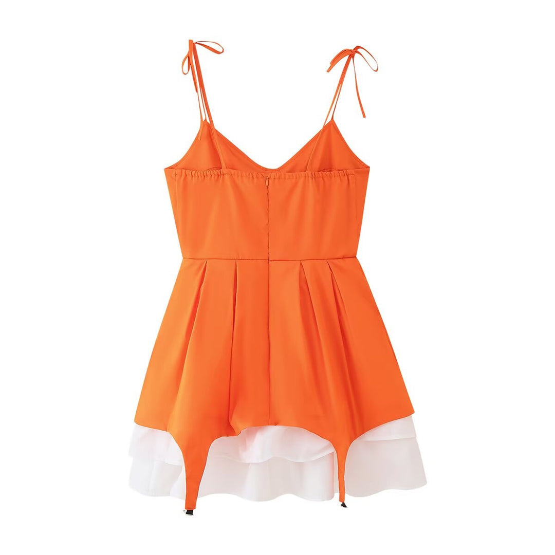 Summer dress for women with a voluminous ruffled hem and adjustable spaghetti straps Lune London