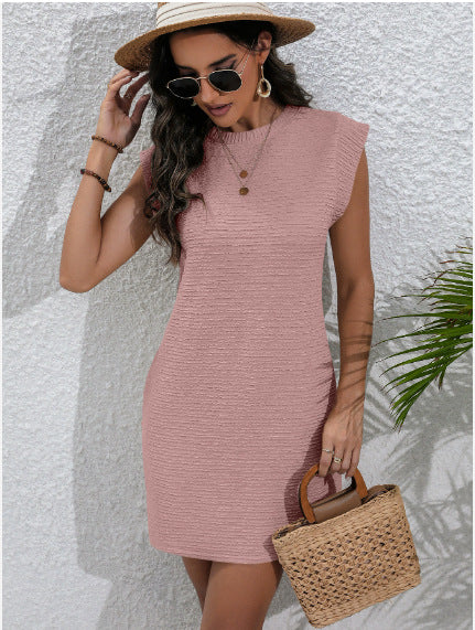 Short sleeve dress for women with textured design Lune London