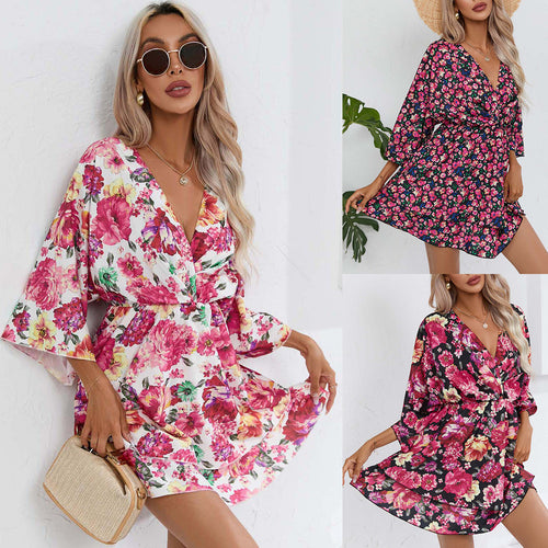 Casual shirt dress for women with deep V-neck and wide sleeves Lune London