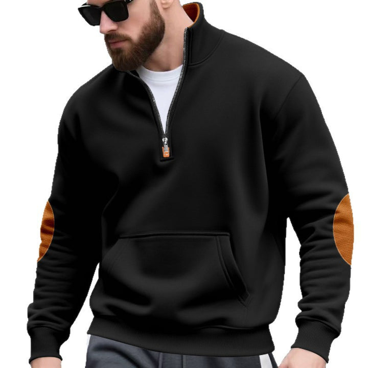 Casual hooded sweatshirt for men with half zipper and contrasting sleeves Lune London