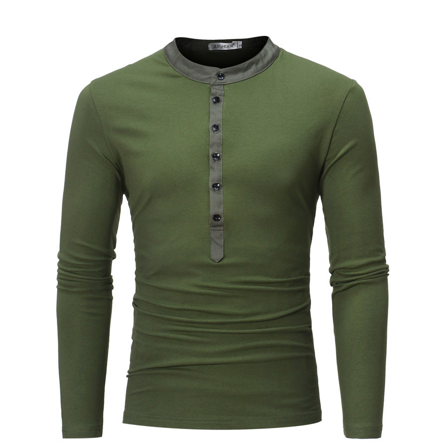 Men's long sleeve shirt with trendy high collar and button detail Lune London