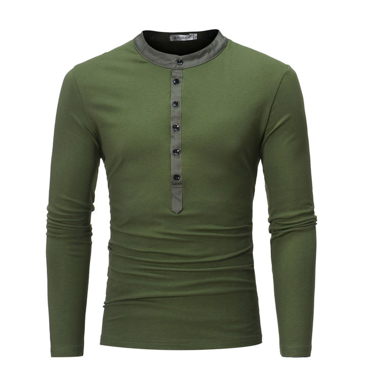 Men's long sleeve shirt with trendy high collar and button detail Lune London