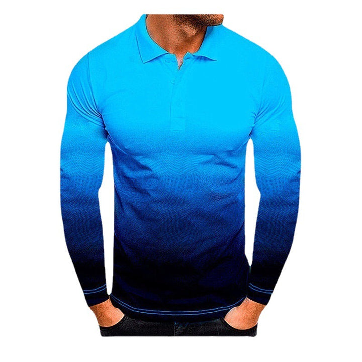 Men's long sleeve polo with a modern gradient of colors and performance material Lune London
