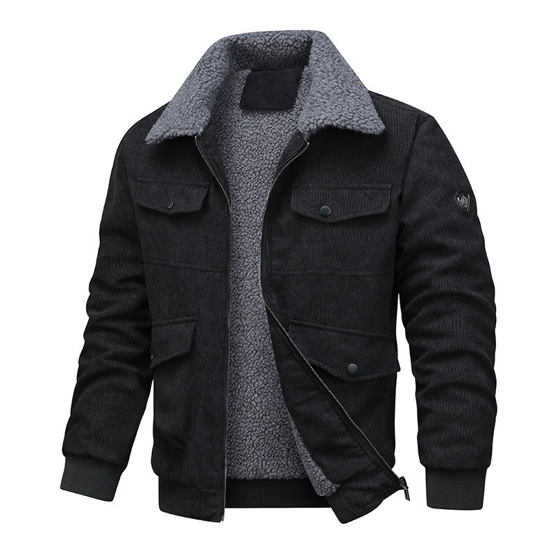 Corduroy jacket lined for men with practical cut and teddy lining Lune London