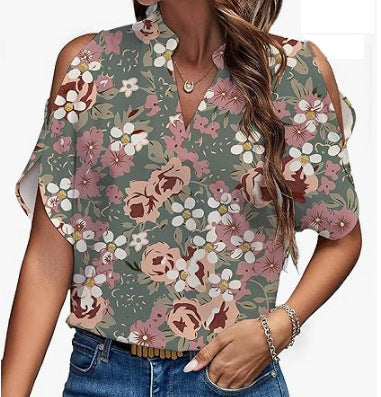 Women's blouse with cold shoulder and floral print Lune London