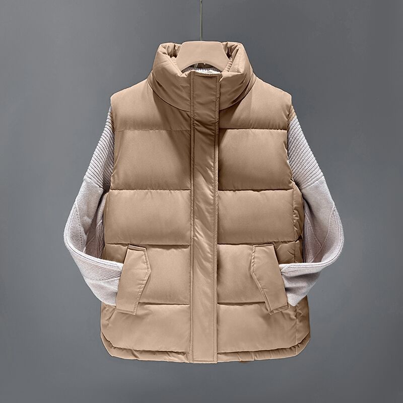 Ladies padded quilted gilet with high side pockets and modern collar Lune London